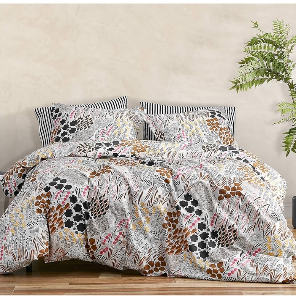 Marimekko Pieni Letto Modern Natural Cotton Mid-Century Queen Duvet w/shams - Picture 2 of 4
